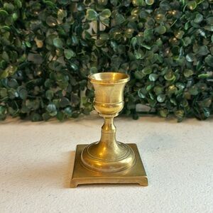 Georgian Polished Brass Candlestick With Square Base 3”
